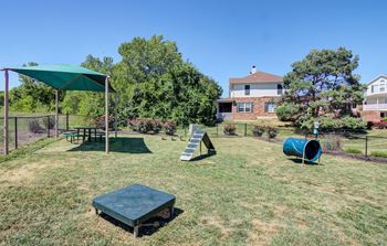 a backyard with a playground and a picnic table